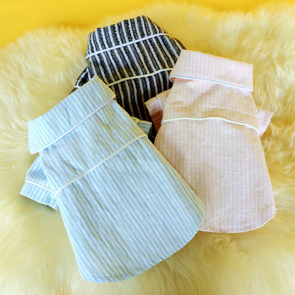 Vêtements pour animaux de compagnie pour chiens et chats Vêtements pour la maison Pyjamas rayés en coton et lin