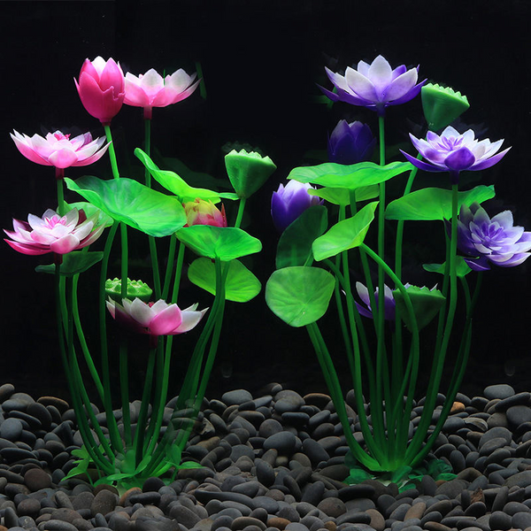 Décoration de plante de lotus artificielle pour aquarium