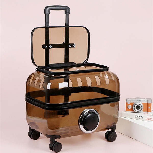 Cat Bag Portable Pet Trolley Bag Space Capsule Transparent Cat Luggage