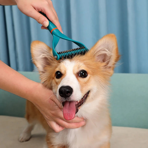 Cepillo de doble cara para quitar el pelo suelto de mascotas, para gatos y perros