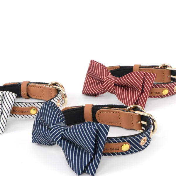 Simple Cotton Detachable Bow Dog Collar