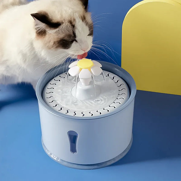 Fuente de agua automática para gatos con luz LED de 2,4 l, filtro de acero inoxidable y carbón activado