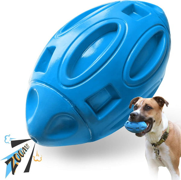 Juguetes para perros chirriantes para masticadores agresivos, pelota de goma para masticar con chirriador, juguete para mascotas casi indestructible y duradero para razas medianas y grandes