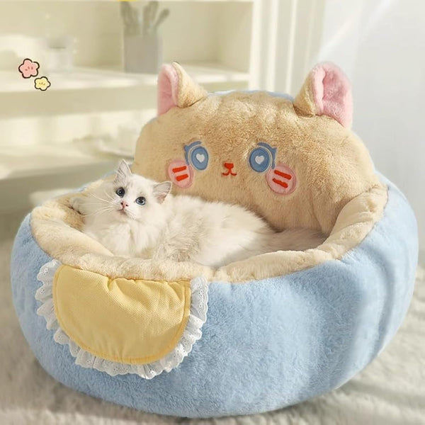 Lit pour chat mignon pour l'intérieur, tente de lit pour chien et chat mignon avec coussin amovible et lavable, lit pour chien en peluche apaisante et moelleuse, lit pour chiot, lit pour animal de compagnie