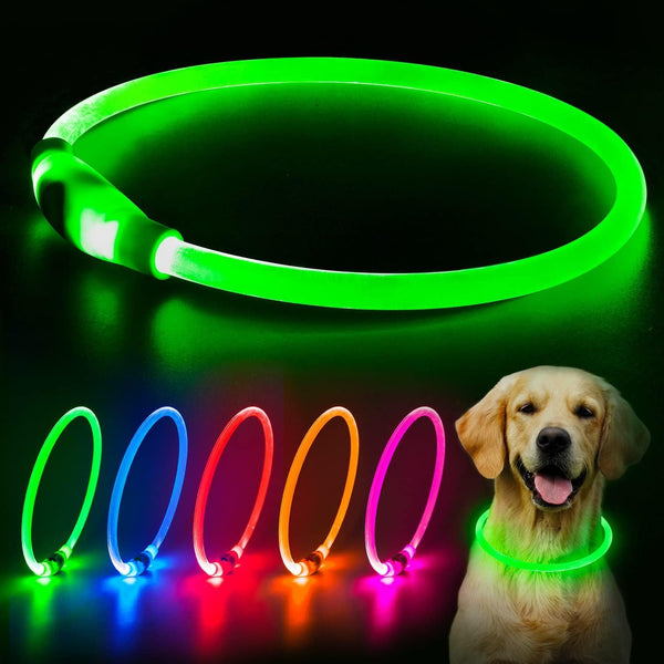 Collar LED para perros recargable por USB, collar luminoso para mascotas, collar de seguridad iluminado que brilla en la oscuridad para usted y sus perros