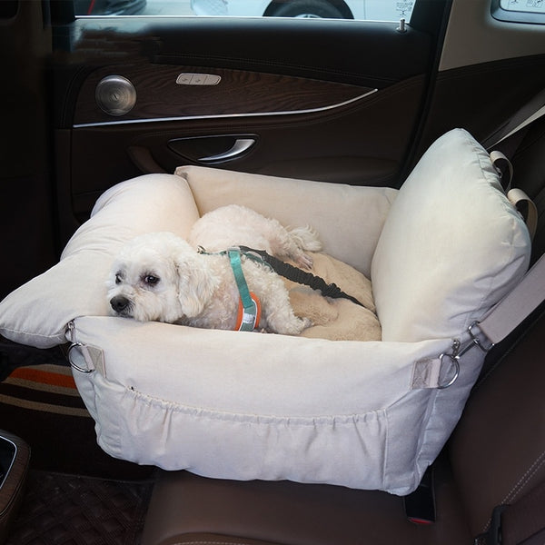 Asiento de seguridad para coche de lino para la parte delantera de la cama del perro