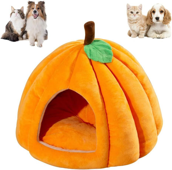 Nouveau lit pour chat en forme de citrouille Lits pour chats d'intérieur Lit pour chat mignon en forme de citrouille Lit pour chat Tente pour chat Lit pour chat Halloween Lit de couchage chaud pour chats Petits chiens