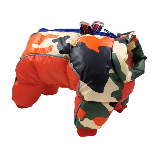 New Dog Clothes Autumn And Winter Pet Camouflage Coat Waterproof Cold-proof Dog Coat Jacket Four-leg Cotton-padded Coat