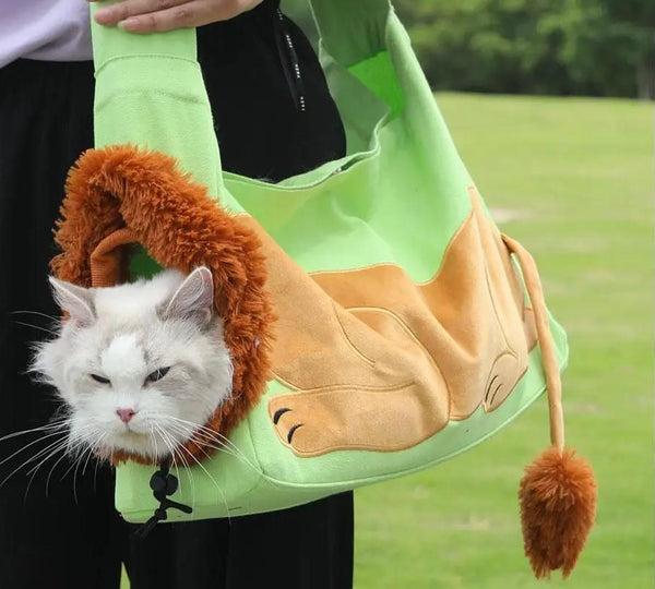 Bolsa de transporte para perros y gatos con forma de león