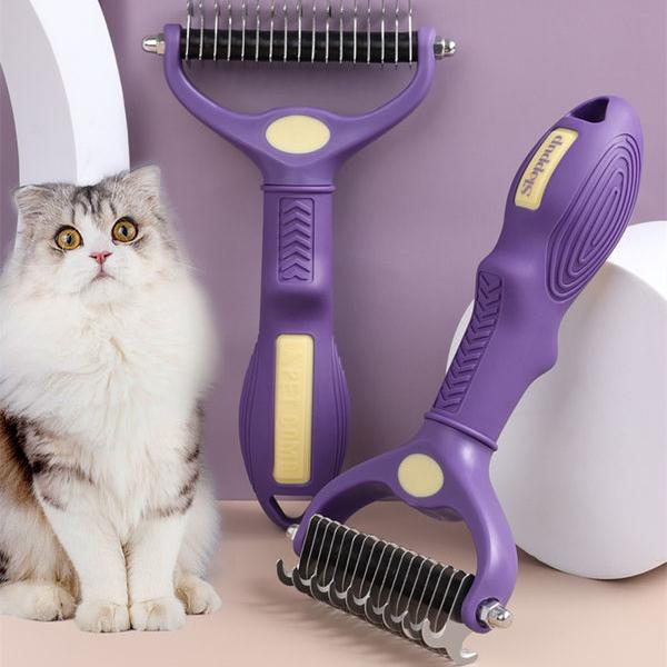 Peigne de toilettage pour chien Brosse de démêlage pour animaux de compagnie - Râteau à sous-poil double face pour chien et chat