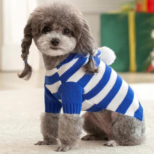 Cozy Knitted Dog Sweater for Small to Medium Dogs - Striped, Winter Warm Pet Clothing