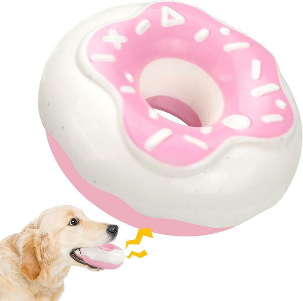 Donut Dog Toy TPR Durable Chewy And Fun Soundmaking Dog Toy Dog Chew Toys For Aggressive Chewers Teeth Grinding Dog Birthday Gifts Interactive Toys For Small Medium Large Dog Breeds