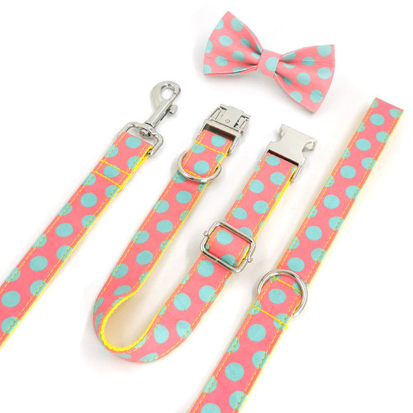 Polka Dot Pet Collar Traction Rope Dog