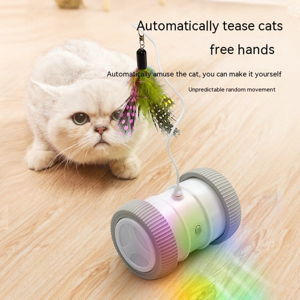 Juguete automático para gatos con forma de rodillo que brilla en la oscuridad