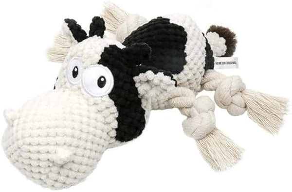 Jouets couineurs pour chiens Jouet en peluche pour chien Animaux en peluche pour chiens Jouet à mâcher Jouets mignons pour chiens Jouets en peluche pour chiens Jouet durable en forme de vache Meilleur jouet pour chiots Petits, moyens et grands chiens