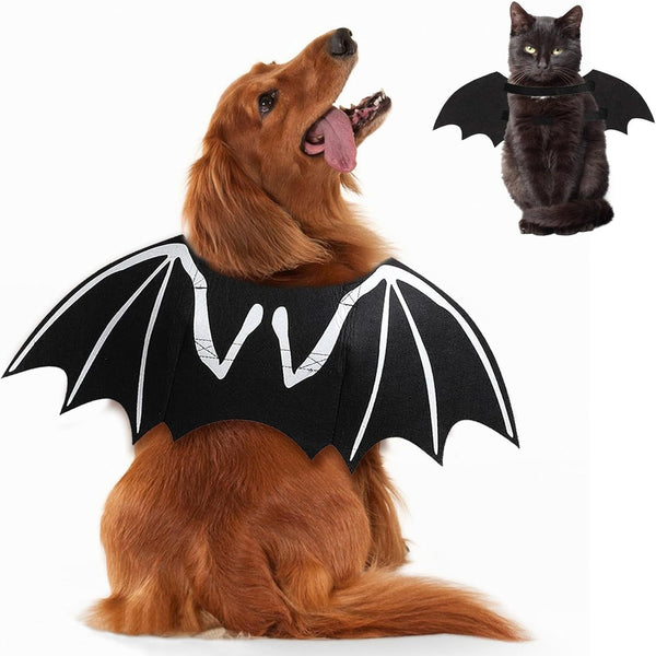 Costumes d'Halloween pour chiens Costume de chauve-souris pour chien Cool Squelette lumineux Ailes de chauve-souris Costumes de cosplay pour animaux de compagnie Vêtements d'habillage pour petits, moyens et grands chats et chiens