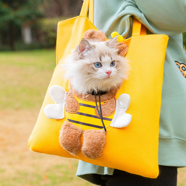 Bonita bolsa de lona para mascotas con diseño de abejas