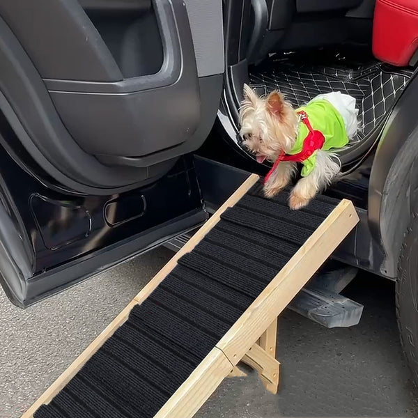 Escalera de madera ajustable para mascotas, rampa antideslizante, plegable y portátil