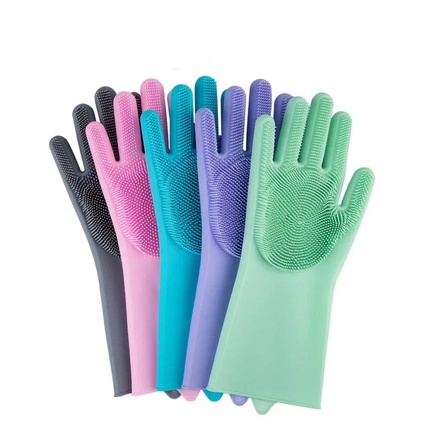 Gants en silicone pour toilettage d'animaux