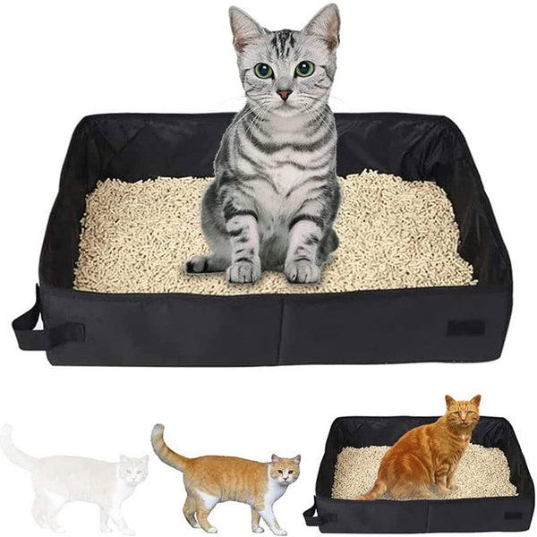 Bac à litière portable pour chat pliable pour le transport