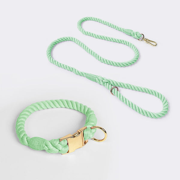 Weaving Gradient Colored Cotton Rope Pet Collar