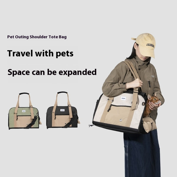 Outdoor Portable One-shoulder Crossbody Breathable Light Canvas Cat Bag Pet Bag