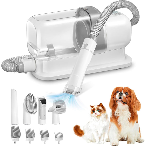 Kit de toilettage pour chien avec aspirateur et épilation des poils d'animaux avec bac à poussière de 2,3 L