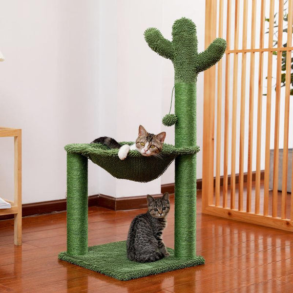 Arbre à chat en forme de cactus avec hamac