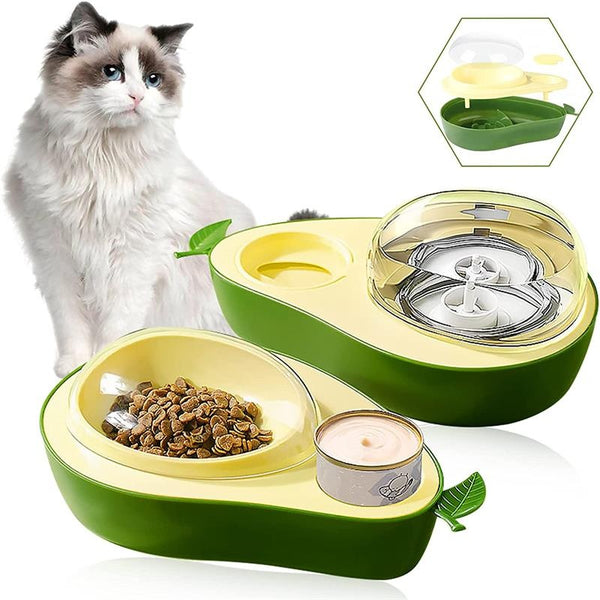 Botella de agua potable automática para mascotas, comedero para gatos con forma de aguacate, cuenco de alimentación lenta para mascotas pequeñas