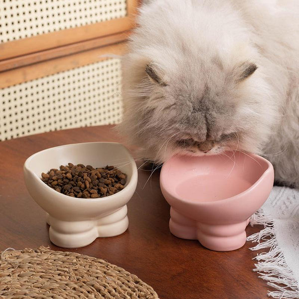 Lindo cuenco de cerámica para gatos con patas altas