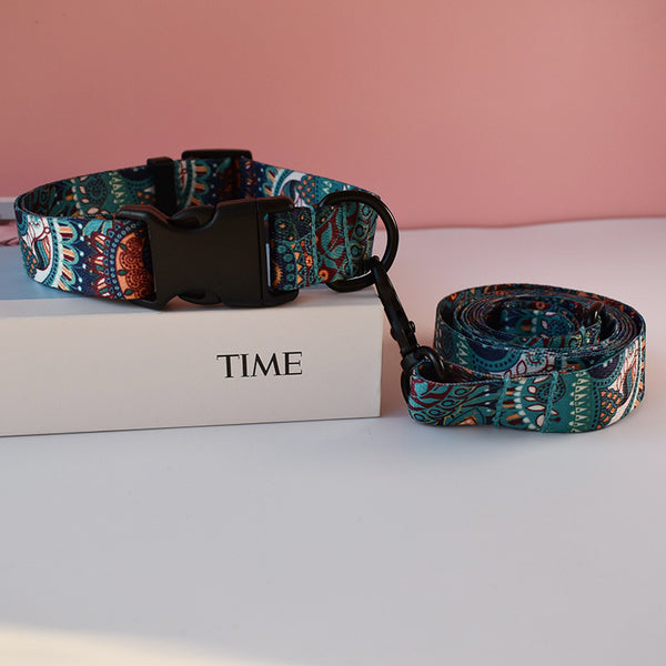 Nylon Printed Dog Collar Leash For Puppies