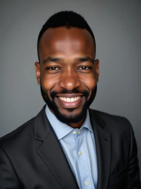 Classic gray studio headshot example